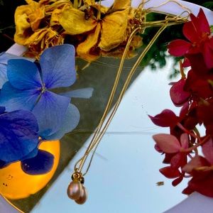 Tear Drop Pink Pearl Necklace